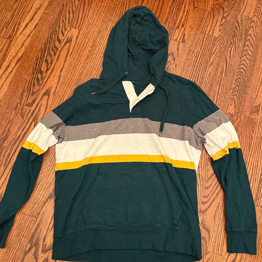 American Eagle Outfitters Green Striped Hoodie